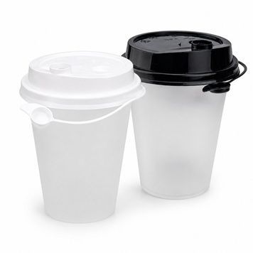 Стакан купольний матовий, 350 мл d-90 мм для Bubble Tea, з чорною кришкою, 25 шт