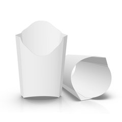 Коробка паперова для картоплі фрі, біла, міді 77х121х91 мм, 120 гр
