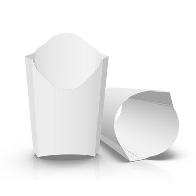 Коробка паперова для картоплі фрі, біла, міді 77х121х91 мм, 120 гр, 013300006
