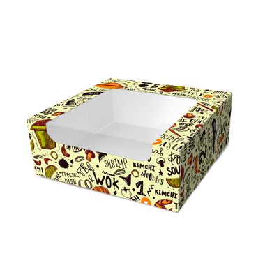 Коробка для, суши, сладостей, миди, цветная, 130х130х50 мм, 800 мл (самосборная)