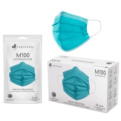 25 шт  Биоразлагаемая маска M100 PROFESSIONAL четырехслойная с индикатором влажности, (5,20 грн)