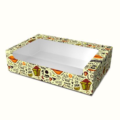 Коробка для, суши, сладостей, макси, цветная, 200х130х50 мм, 1300 мл (самосборная)