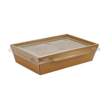 Салатник крафт бумажный 500 мл с прозрачной крышкой PET, 135&times;85&times;40 мм, 50 шт