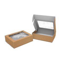 Коробка для суші, крафт, мега, 240х190х67 мм, 2000 мл (самозбірна)