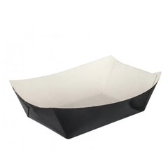 Тарілка-човник паперовий малий чорна/біла 106х72х42мм