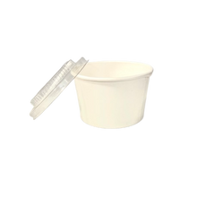 Контейнер паперовий для морозива з кришкою та ложечкою РЕТ 230 мл білий (50 шт)