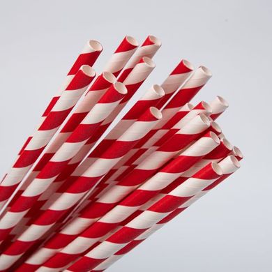 Паперова трубочка, червоно-біла, 195 мм, діаметр 6 мм