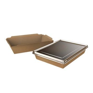 Контейнер для їжі з кришкою MEGA крафт 1700 мл, 50 шт (ЕКО) Crystal Box