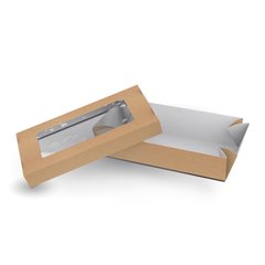 Коробка для суші, з вікном, крафт, 200х98х48 мм