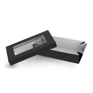 Коробка для суші, з вікном, чорна/біла, 200х98х48 мм, 50 шт/уп, 013300119