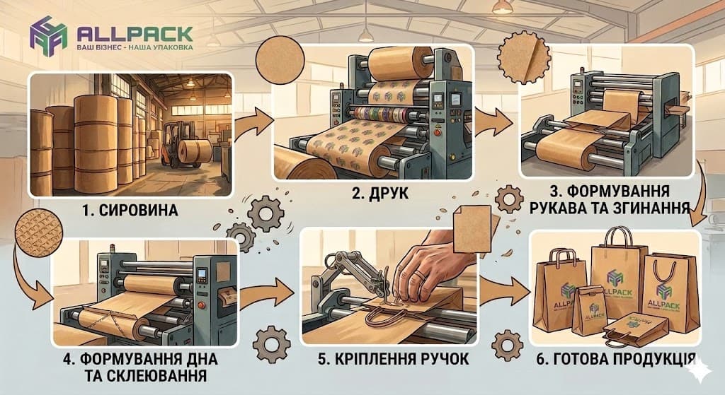 4 ключових етапи виробництва паперових пакетів